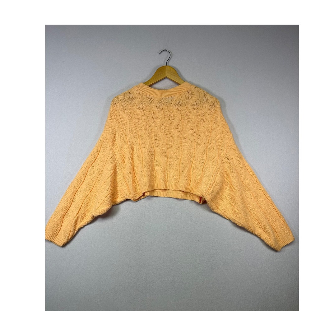 Pastel Creamsicle PrettyLittleThing Womens S Cropped Cable Knit Batwing Sweater